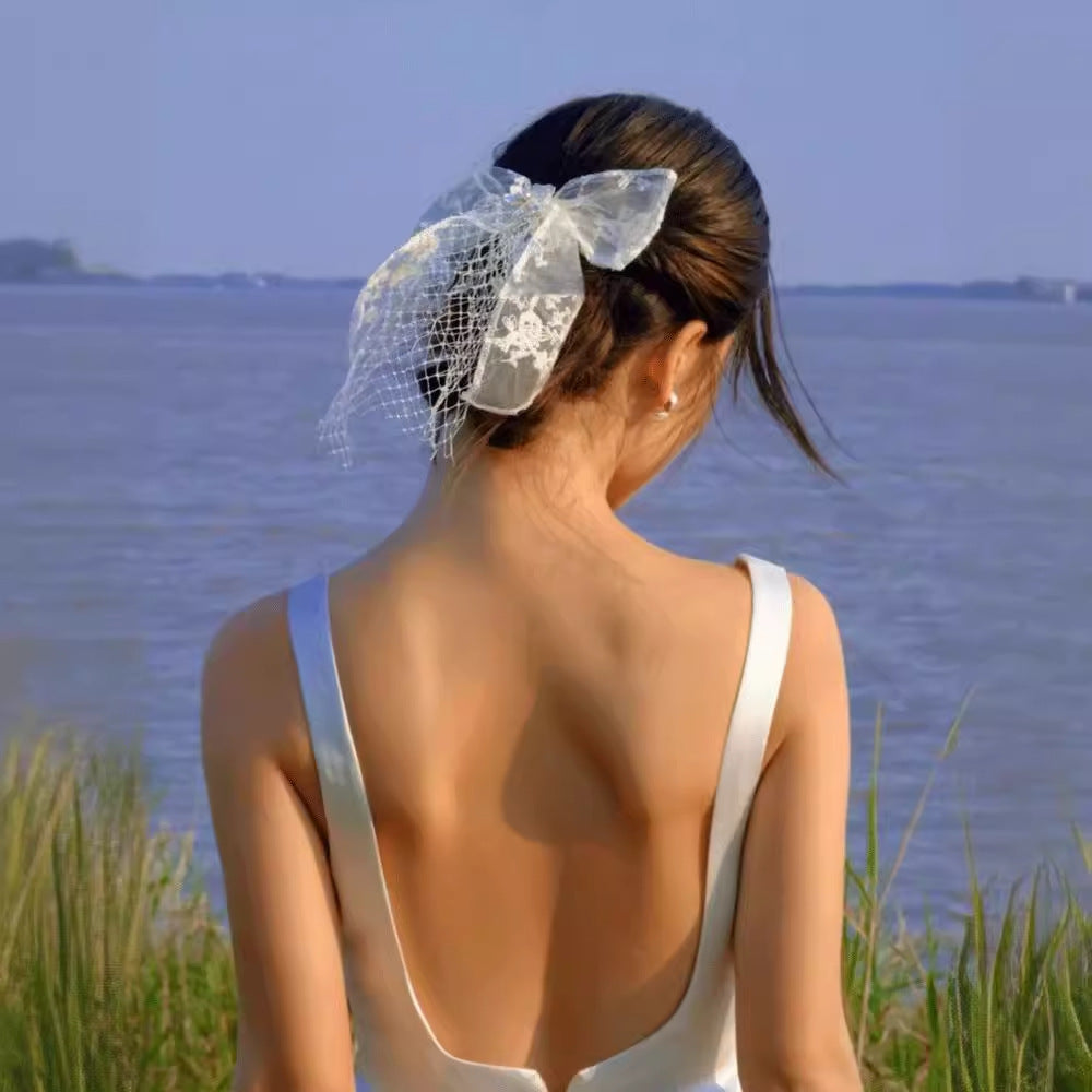 2025 light wedding dress bride simple satin suspender travel shot white short dress exterior going out yarn  spring