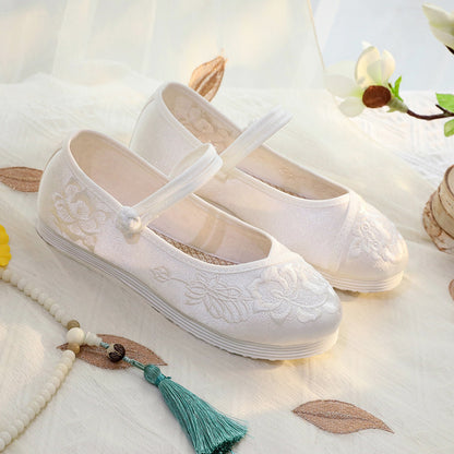 xakxx The Han-Style Clothing Shoes Women's Spring and Summer Old Beijing Cloth Shoes Flat Zen Embroidered Shoes Low Heel Ethnic Style Tea Artist Work Shoes