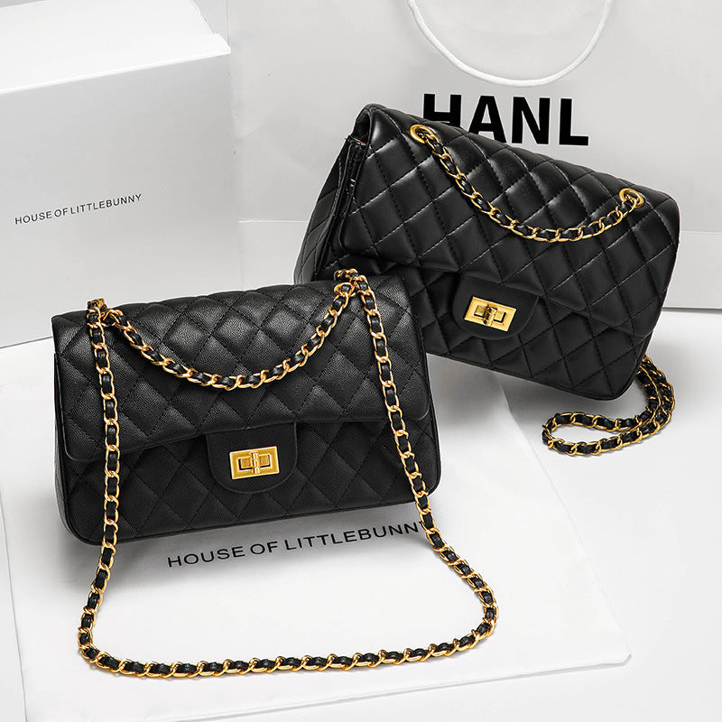 2025 Xiaoxiangfeng Caviar Rhombus Bag popular New Crossbody Chain Bag Underarm Women's Bag Fashion Versatile Shoulder Bag