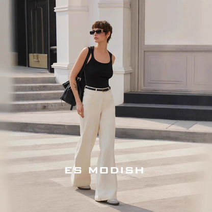 2025 ES MODISH spring new product designer self-kept model with square collar waist and thin temperament vest for girls