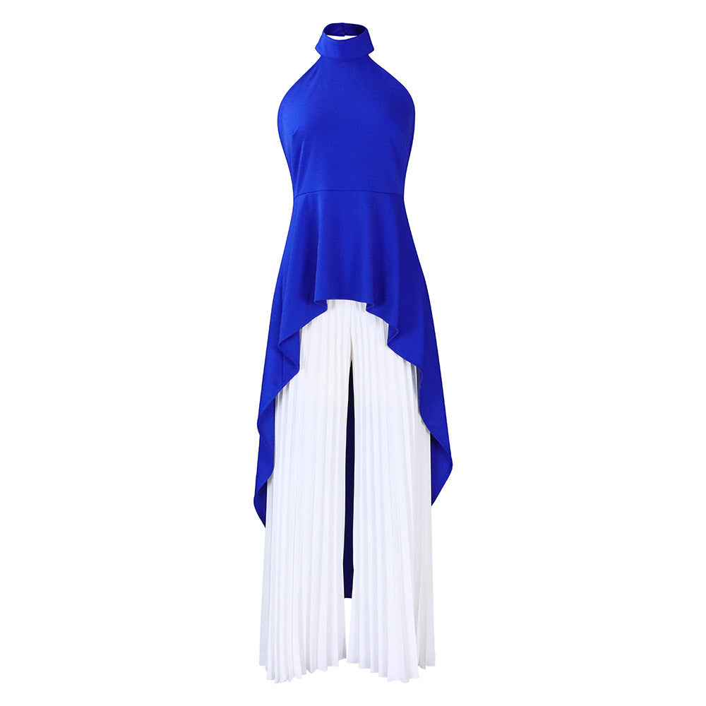 2025 D372 Popular trade New fashion casual suit summer celebrity private clothes backless top pleated wide-leg pants 2025 suit