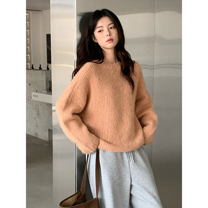 2025  wool crew neck pullover women's popular thirteen lines winter Korean version knitted wool sweater M9255