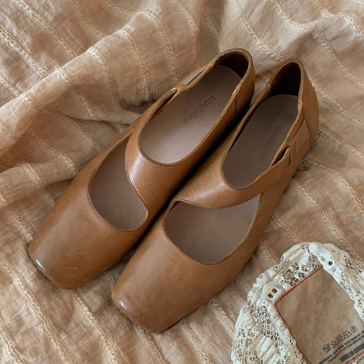 2025 Cowhide version~ Grape mother same shoes high-end texture dark wind square head thick heel Mary Jane shoes single shoes women's autumn