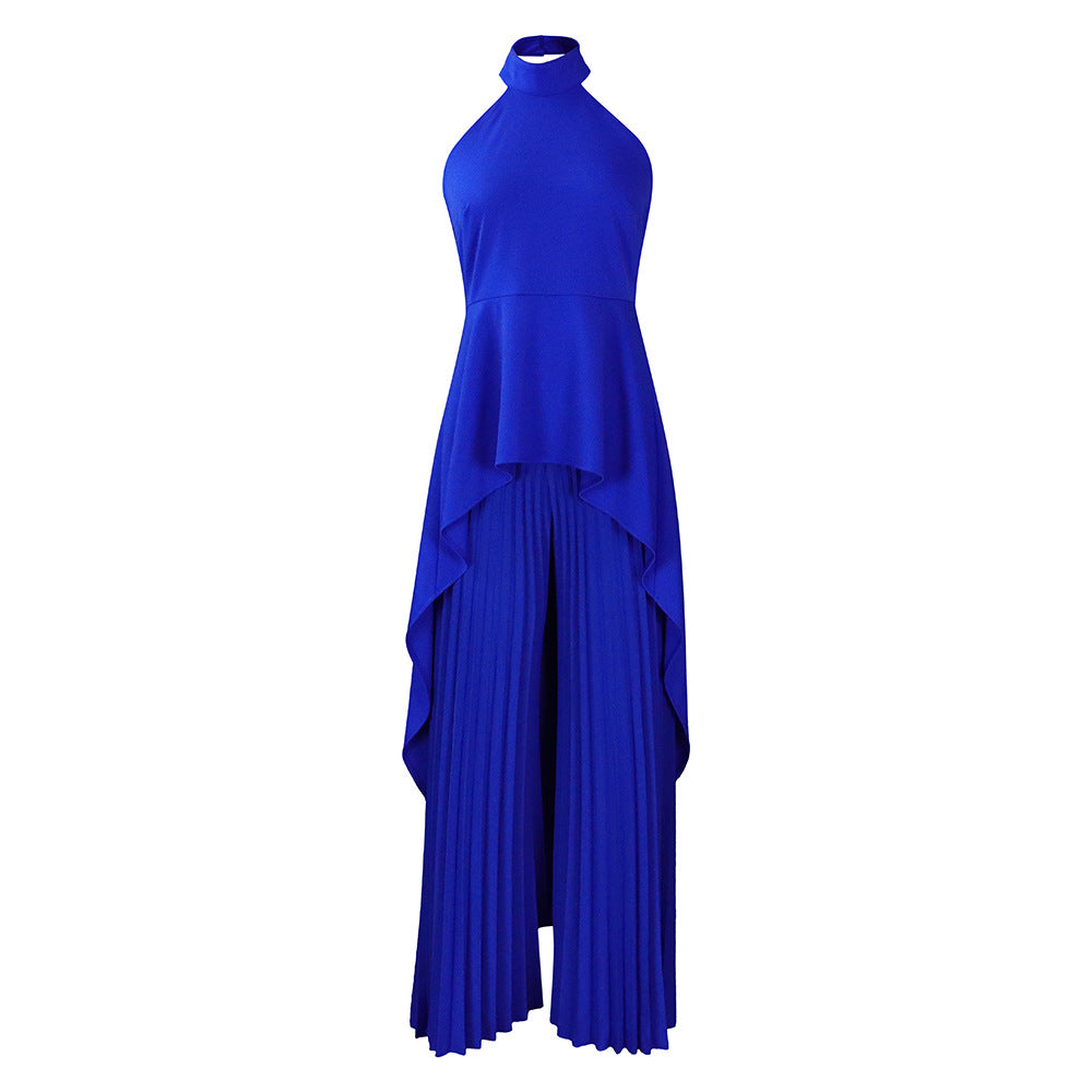 2025 D372 Popular trade New fashion casual suit summer celebrity private clothes backless top pleated wide-leg pants 2025 suit
