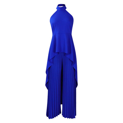 2025 D372 Popular trade New fashion casual suit summer celebrity private clothes backless top pleated wide-leg pants 2025 suit