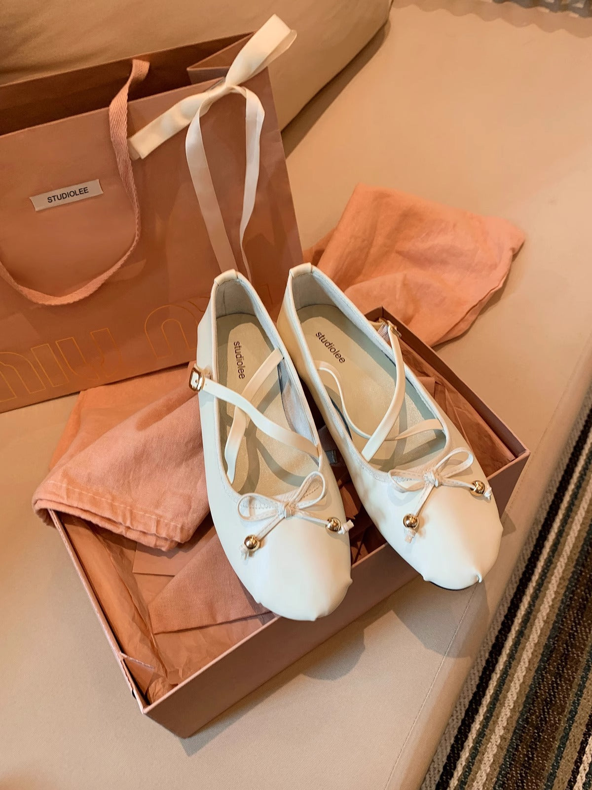 2025 Sheepskin version~ Summer new Korean version  gentle fairy style ballet cross strap Mary Jane shoes single shoes women