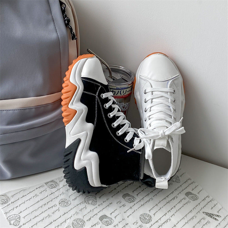 xakxx plus Size Women's High-Top Canvas Shoes  Summer New Platform White Shoes Korean Style Versatile Sports Casual Shoes