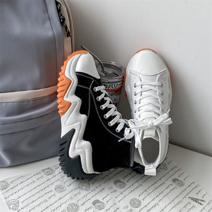 xakxx plus Size Women's High-Top Canvas Shoes  Summer New Platform White Shoes Korean Style Versatile Sports Casual Shoes