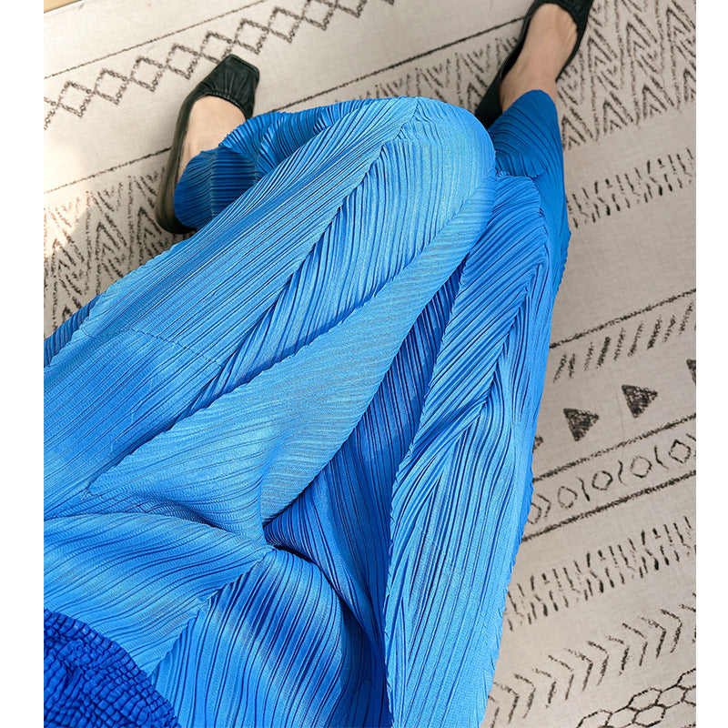 2025 pants dad pants women's pleated Harlan pants summer new loose grandma pants casual high-waisted nine-point pants look thin