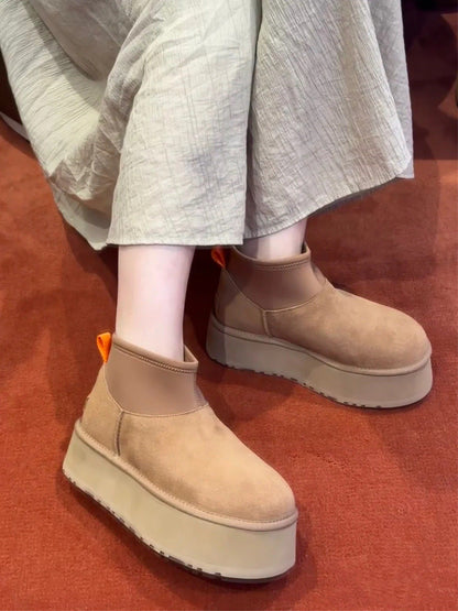 2025 popular new boots women's winter thick-soled heightening snow boots piled thickened cotton shoes short boots