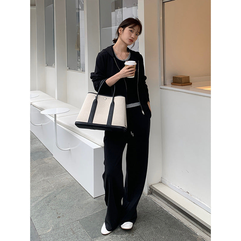 2025  Modal hooded sweater + casual sweatpants women's 2025 spring Korean version sports two-piece set T027