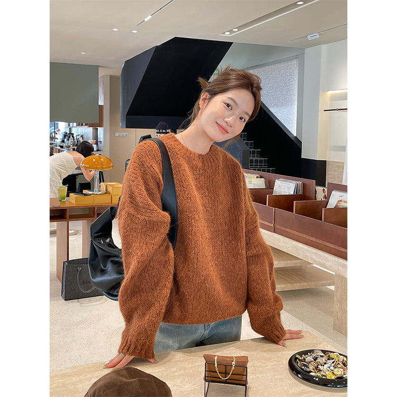 2025  wool crew neck pullover women's popular thirteen lines winter Korean version knitted wool sweater M9255