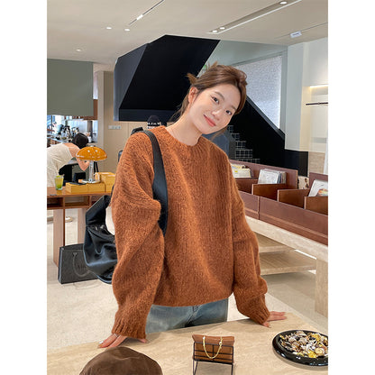 2025  wool crew neck pullover women's popular thirteen lines winter Korean version knitted wool sweater M9255