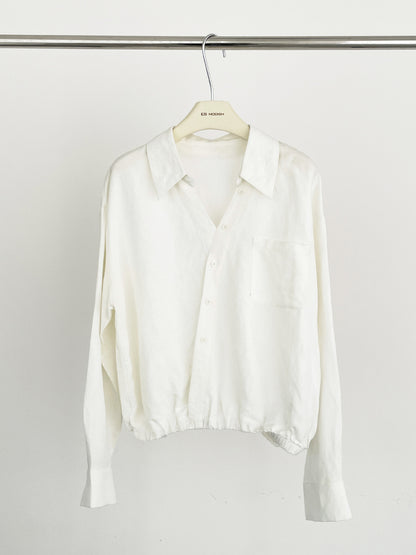 2025 ES MODISH Spring New Product Niche Design Cross V-Neck Casual Pullover Shirt Simple Linen Top