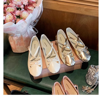 2025 Sheepskin version~ Summer new Korean version  gentle fairy style ballet cross strap Mary Jane shoes single shoes women