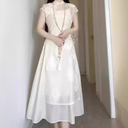 2025 Spot New Chinese Women's Clothing National Style Cool Zen Suit Hanfu Improved Cheongsam Dress Summer popular New