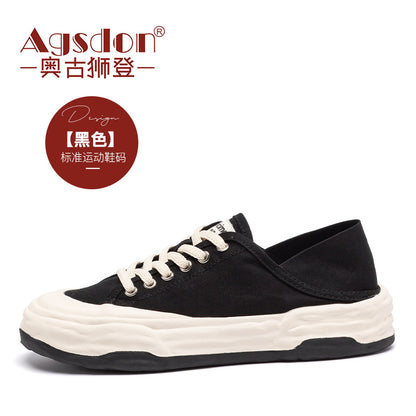 xakxx Augusto Canvas Shoes for Women  New Autumn College Style Retro White Shoes Two-Way Casual Sneakers Fashion