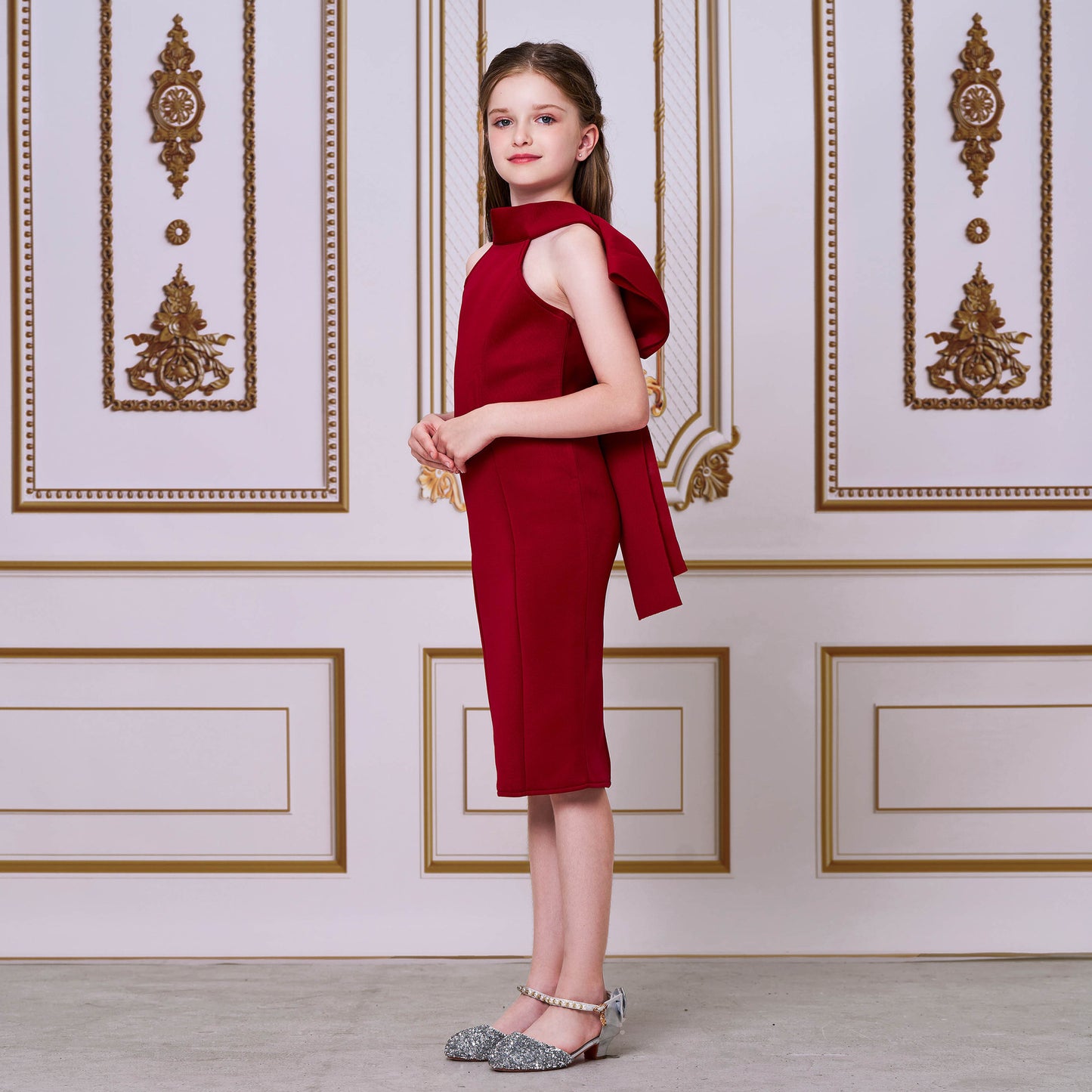 2025 catwalk princess dress model children's evening dress girls host niche performance clothes bow dress