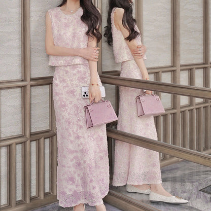 2025 Purple vest skirt two pieces fashion suit women's high-end temperament spring new models