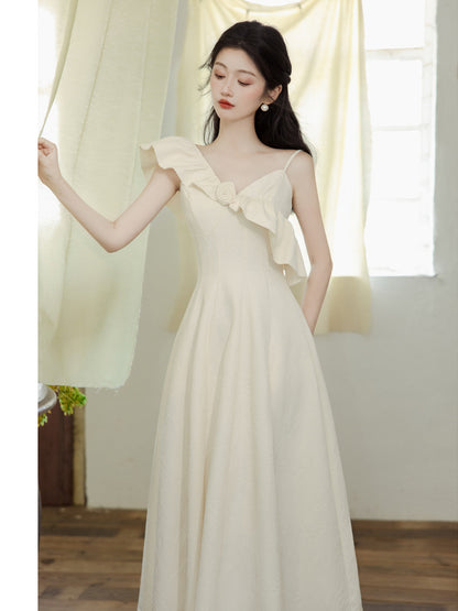 2025 license small white dress milk wear with spring skirt women's autumn white dress women's high-end temperament women's clothing