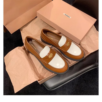 2025 Cowhide version~ Xingshengda shoes miu's small gold coins, genuine leather suede one-pedal loafers, women's small leather shoes autumn
