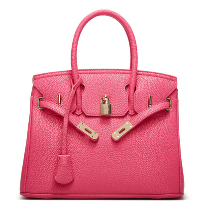 2025 Popularan beautiful women's bag fashion classic lychee pattern women's bag new portable platinum bag portable shoulder bag oblique span bag