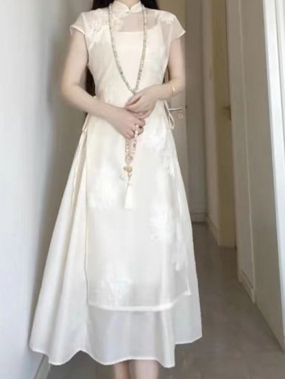 2025 Spot New Chinese Women's Clothing National Style Cool Zen Suit Hanfu Improved Cheongsam Dress Summer popular New