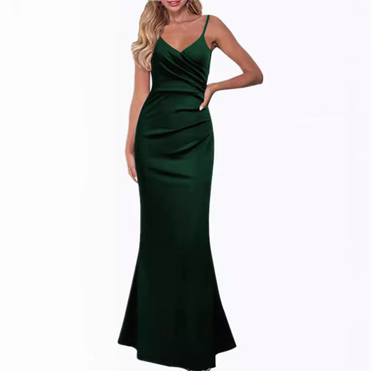 XAKXX  2025 evening dresses can be worn in all seasons, simple sleeveless suspender dresses, slim and slim, light and familiar Internet celebrity dresses