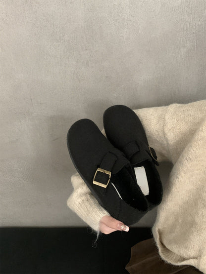 2025 Flat-bottomed niche Birkenstocks women's shoes popular new autumn and winter one-pedal Mori gray retro Birkenstocks single shoes