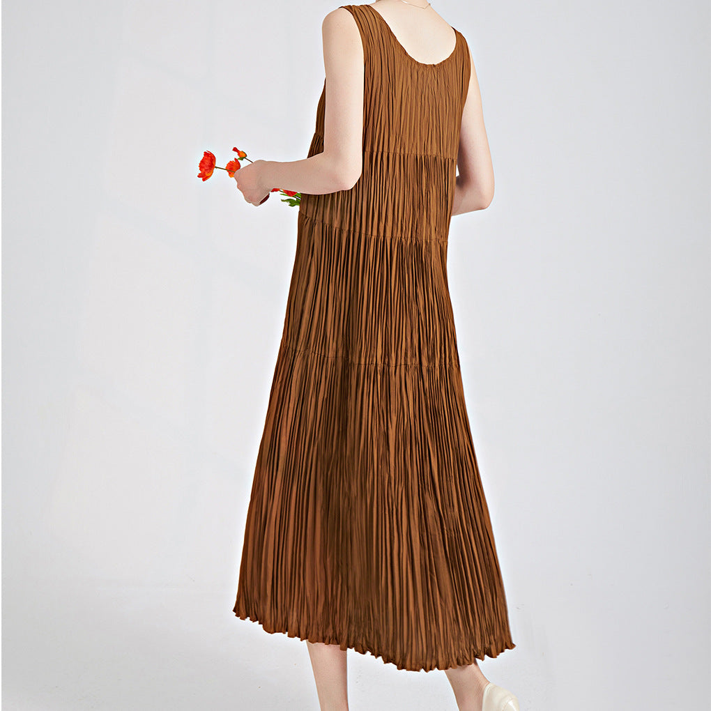 2025 handmade pleated skirt summer women's suspender vest skirt high-end long dress Popular trade women's  dress
