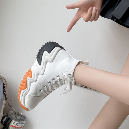 xakxx plus Size Women's High-Top Canvas Shoes  Summer New Platform White Shoes Korean Style Versatile Sports Casual Shoes