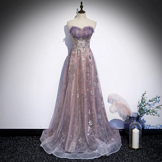 2025 Tube top evening dress women's popular autumn new fashion trend annual meeting host vocal art test dress