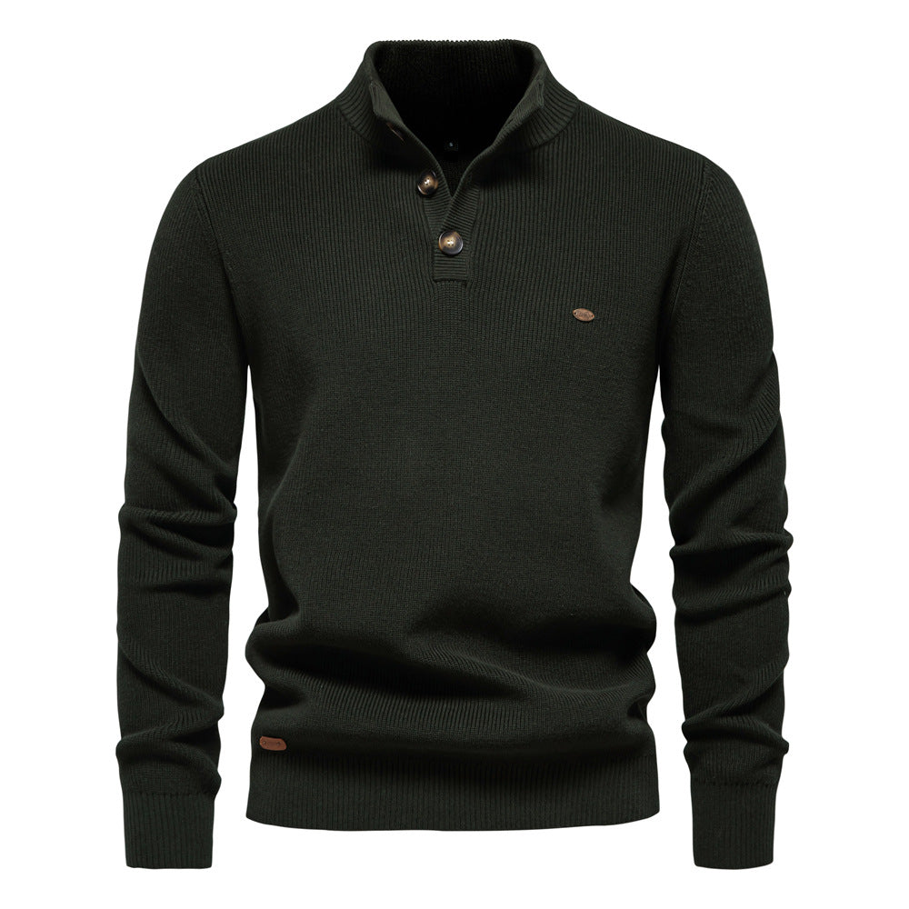 XAKXX 2025 Autumn and winter new men's Popularan size New sweater men's long-sleeved half-zipper stand-up collar solid color versatile casual trendy sweater
