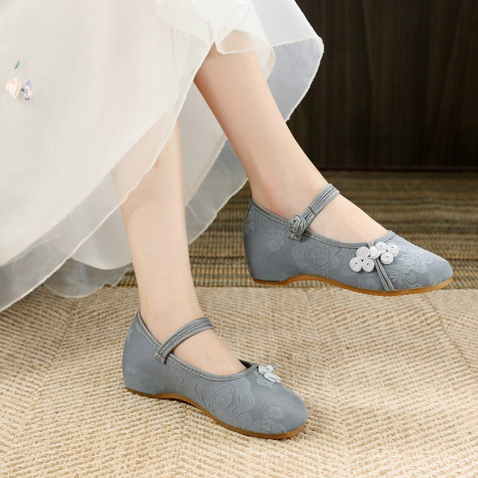 xakxx The Han-Style Clothing Shoes Women's Spring and Summer Old Beijing Cloth Shoes Wedge Zen Embroidered Shoes Low Heel Ethnic Style Tea Artist Work Shoes