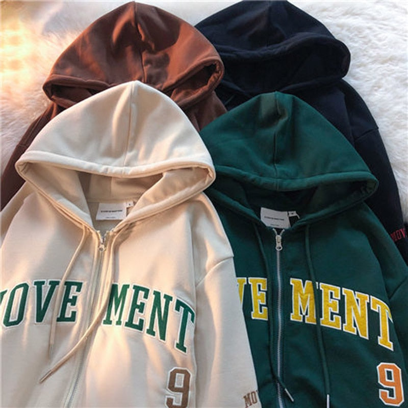 Purpdrank - Women Retro Letter Print Hoodies Y2K Autumn Harajuku Long Sleeve Hooded Sweatshirt Female Gothic Zip Up Oversized Hoodie Jacket