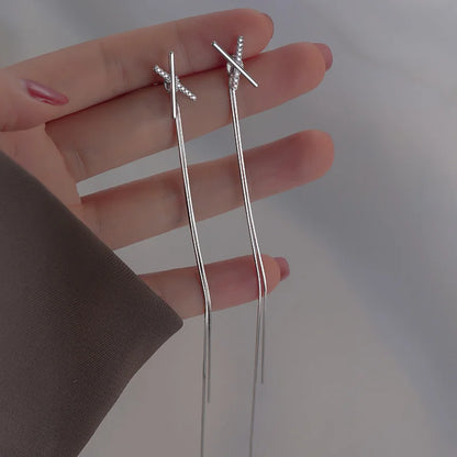 Accessories for Women Long Tassel Threader Earrings for Women Wave Shaped Simple Long Chain Earring Wedding Party Jewelry Gift
