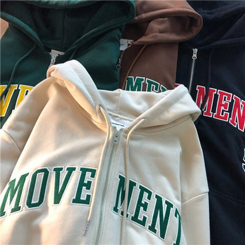 Purpdrank - Women Retro Letter Print Hoodies Y2K Autumn Harajuku Long Sleeve Hooded Sweatshirt Female Gothic Zip Up Oversized Hoodie Jacket
