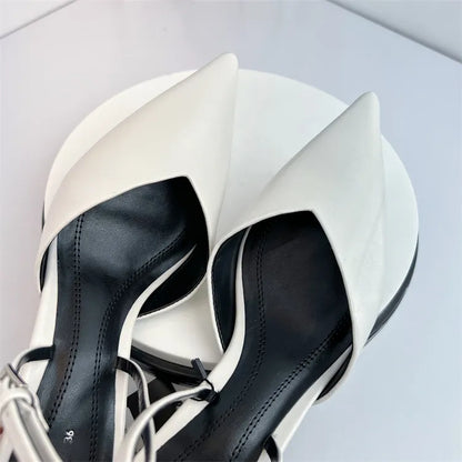Beige Heeled Sandals Fashion Womens Shoes xakxx Med Shallow Mouth Black Pointed Luxury Block Closed Summer Medium Outside Comfort