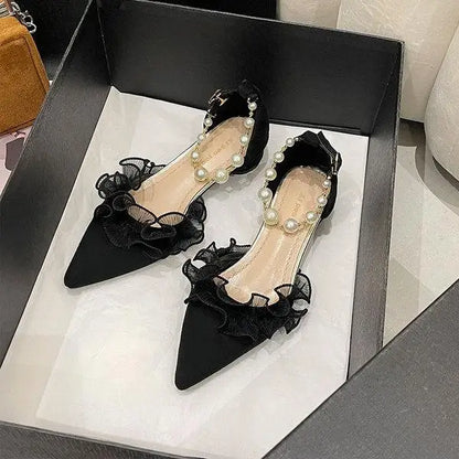Beige Heeled Sandals Fashion Womens Shoes xakxx Med Shallow Mouth Black Pointed Luxury Block Closed Summer Medium Outside Comfort