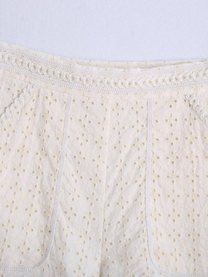 Xakxx - Embriodery Lace Cotton Blouse Shirt Women V Neck Vintage Hollow Out Tops Autumn Winter Casual Office Ladies Blouse Blusa