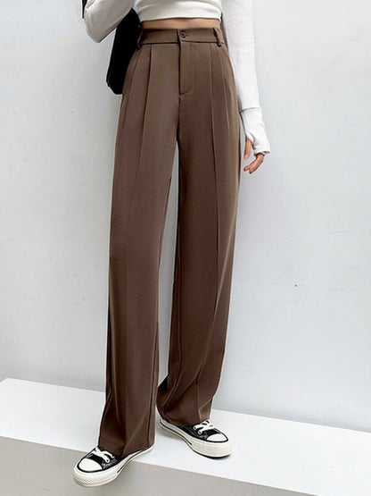 Purpdrank - 2023 Womens Fashion Casual High Waist Loose Wide Leg Pants for Women Spring Autumn New Female Floor-Length White Suits Pants Ladies Long Trousers