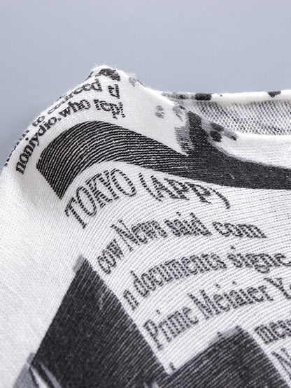 xakxx Long Sleeves Loose Letter Print Printed Round-Neck Knitwear Pullovers Sweater Tops