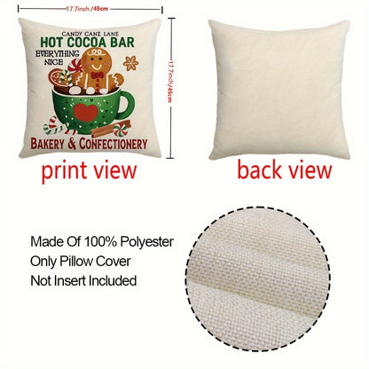 1pc Christmas Gingerbread Man House Throw Pillow Case, 17.7x17.7inch Winter Holiday Baking Lovers Gift, Soft Mat Cover for Home, Bedroom, Indoor Decor