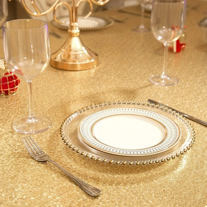 1pc, Luxurious Golden Round Sequin Tablecloth - Dazzling Table Cover for Bridal Shower, Birthday, Wedding, Dessert, Banquet, and Room Decor - Spreads Elegance and Sophistication on Tables