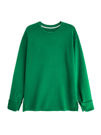 xakxx 3 Colors Loose Casual Solid Color Split-Side T-Shirt Top