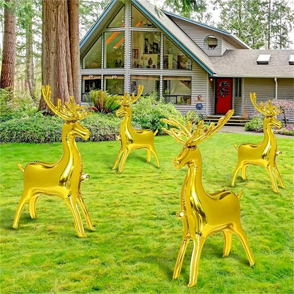 1pc Golden Foil Reindeer Balloon, Large Christmas Party Balloon, Festive Winter Theme Birthday Decor, Christmas New Year Garden Decoration, Aluminum Film, No Power Required, Home Kitchen Party Supplies