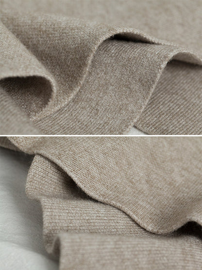 xakxx Simple Loose Solid Color High-Neck Batwing Sleeves Sweater