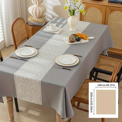 1pc, Luxurious Gray Waterproof Rectangular Table Cover - Stain-Resistant Polyester Fiber Fabric, Machine Washable, Perfect for Dining Room and Living Room Decoration, Easy Care and Maintenance