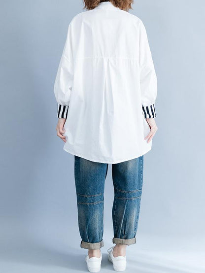 xakxx Stripe Split-joint White Shirt