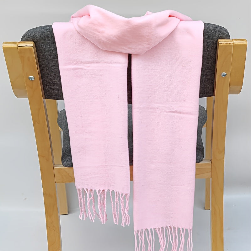 Classic Autumn and Winter Lightweight Solid Color Men's Long Scarf - Fashionable Warm Neck Wrap Shawl for Outdoor Comfort, 100% Polyester, Mature Style, Non-Stretch, Woven Craftsmanship, Decorative - Suitable for Casual Weekend Use